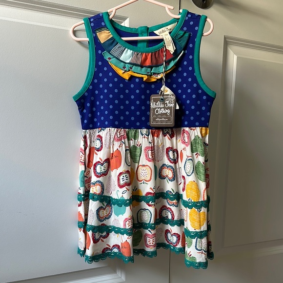 Matilda Jane Other - Matilda Jane Blue Polka Dot Top with Apple Pattern
